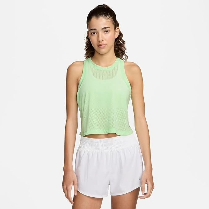 Nike One Dri-Fit Breathable Mesh Crop Tank Top Womens Large Green Fn4112-376